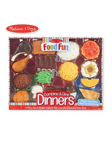 Melissa & Doug Food Fun Combine & Dine Dinner Set, Red