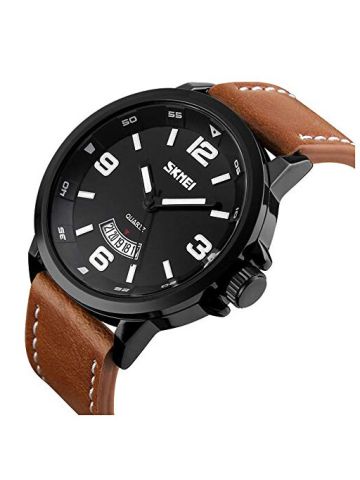 Mens Unique Analog Quartz Leather Band Dress Wrist Watch Waterproof