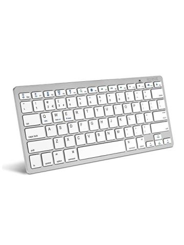 Caseflex Ultra Slim Wireless Bluetooth Keyboard For All IOS, iPad, Android Silver & White