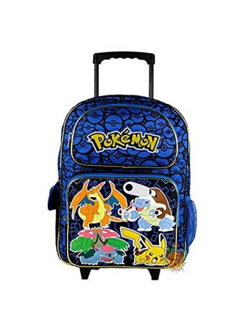 Nintendo Pokemon Pikachu 16 Blue And Black School Rolling Backpack