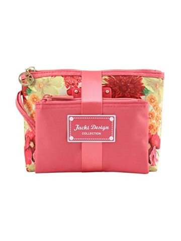 Jacki Design Miss Cherie 2 Pc Cosmetic Bag Gift Set,Miss Cherie,Coral,ABC15115CO