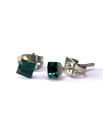 Bio Etic Bijoux Italy Earring Carre 4mm Emerald, Bioetic