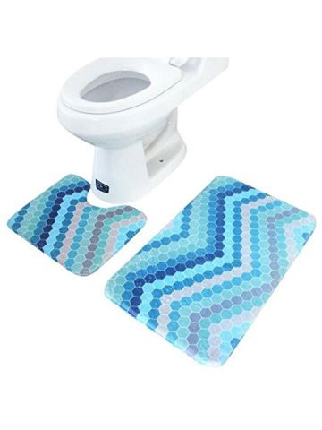 2 Pcs Rug Memory Foam Bathroom Rug Mat Floor Carpet Set