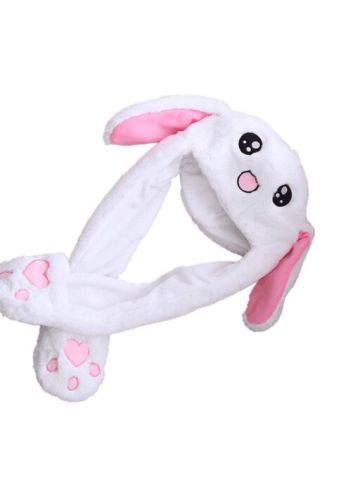 Women Girls Pinching Rabbit Ears Move Airbag Magnet Cap Plush Cute Hat Funny Toys