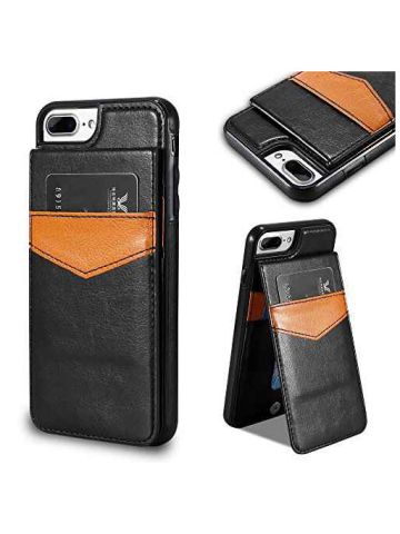 Floveme Magnetic Pu Leather Id Credit Holders  Protective Cover For iPhone 7, Black