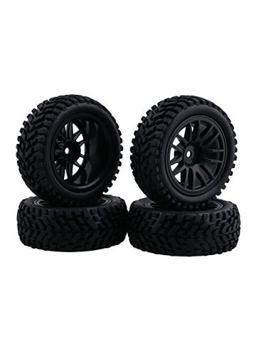 BQLZR Rc 110 Wheel Rim Rubber Tyre Tires For Off-Road Vehicle Black Pack Of 4