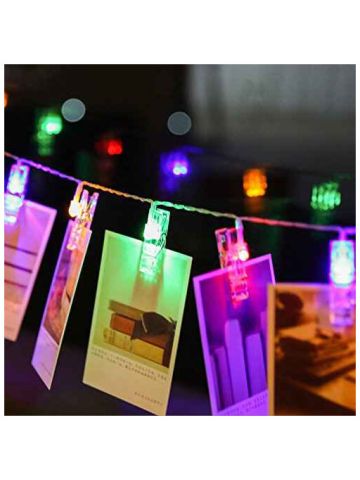 Floveme 20 LED Warm Colorful Light Transparent Photo Clip Style Lamps