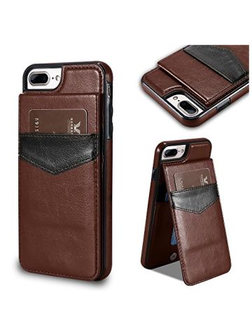 Floveme  Leather Credit Debit Card Slot Holders With Back Flip Stand Feature Cover For 7 Plus