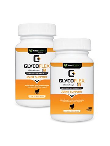 VetriScience Laboratories Glycoflex 3 Hip And Joint Support For Dogs, 120 Chewable Tablets, 2 Pack