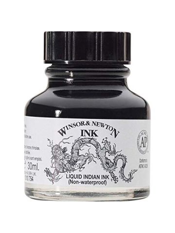 Winsor & Newton Drawing 30Ml, Ink, Black Indian, 4.5 X 6 Cm