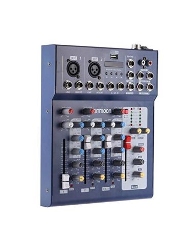F4-Usb Mixing Console 3 Channel Digital Mic Line Audio Mixer Console with 48 v Phantom Power for Recording Dj Stage