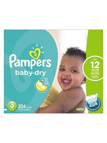 Pampers Baby Dry Diapers Economy Pack Plus, Size 3, 204 Count
