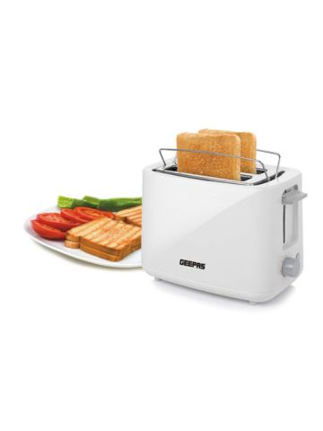 Geepas Bread Toaster & Bun Warmer 870W Stainless Steel 2 Wide Slots & Crumb Tray