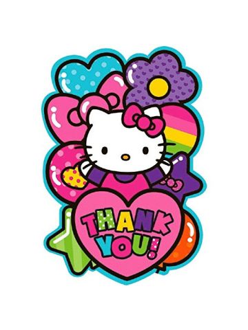 Adorable Hello Kitty Rainbow Postcard Birthday Party Thank You Cards