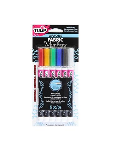 Tulip Opaque Fabric Markers 6/Pkg-Primary