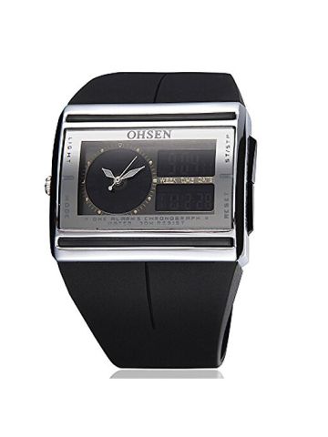 Ohsen Mens Digital Watch Lcd Light Color Black