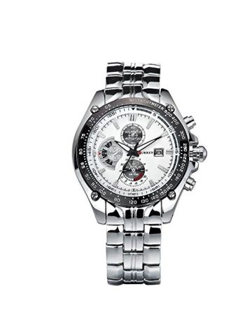 Readeel Silver White Quartz Movt Boys Mens Watch Stainless Steel Band