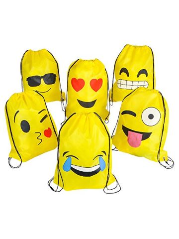 Emoticon Drawstring Backpack 12-Pack