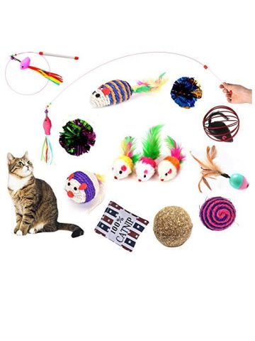 Buytra Cat Toys Variety Pack 14 Pieces Interactive Kitten Toys With Cat Teaser Wand
