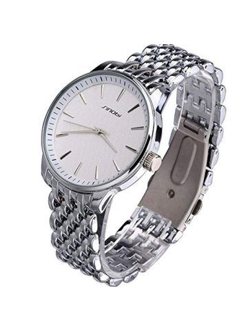 Sinobi Men Stylish Waterproof Business Dress Watch, Classic Silver For Men