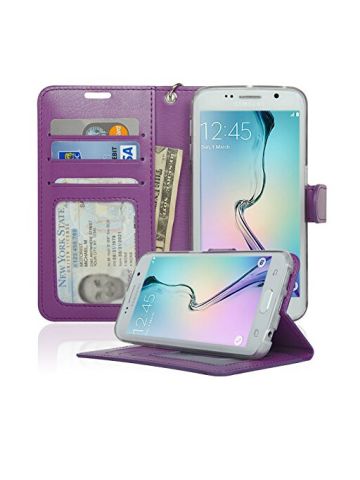Samsung Galaxy S6 Edge Wallet Folio Leather Case With Four Card Pockets & Money Slot