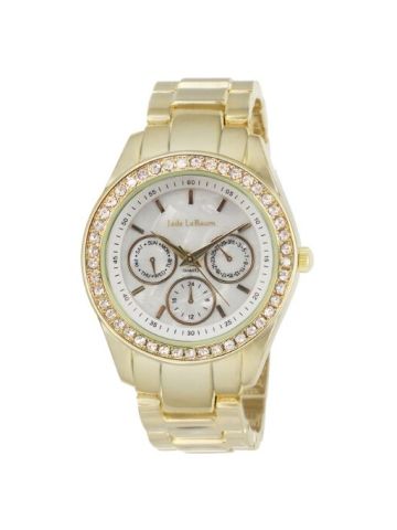 Womens Rhinestone Accented Large Face Bracelet Watch In Gold-Tone Jade LeBaum - JB202729G