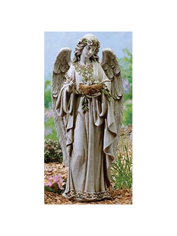 Joseph's Studio Angel Holding Bird's Nest Outdoor Garden Statue