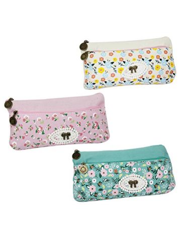 Samaz Cute Girls Floral Lace Bowknot Pencil Case Pen Pouch