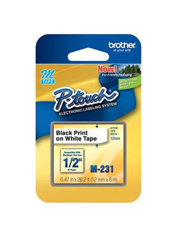 M231 1/2-Inch Black On White Tape For P-Touch Labeler
