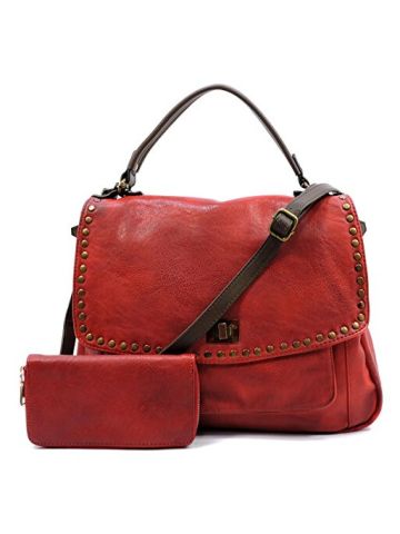 Chill X By Le Miel 2 In 1 Distressed Satchel And Wallet Handbag