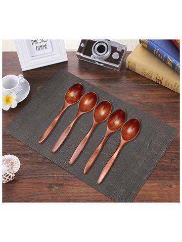 5 Pcs Lot Kitchen Wooden Spoon Bamboo Cooking Utensil Tool Soup Teaspoon Catering