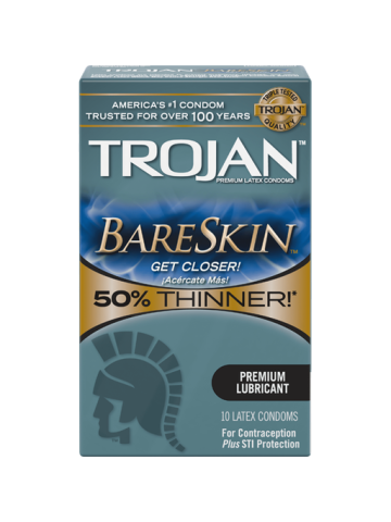 TROJAN BareSkin Lubricated Latex Condoms, 10 Count