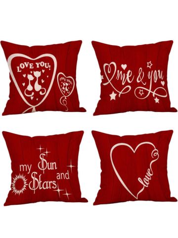 4 Pc Happy Valentine's Day Throw Pillow Case Sweet Love Square Cushion Cover