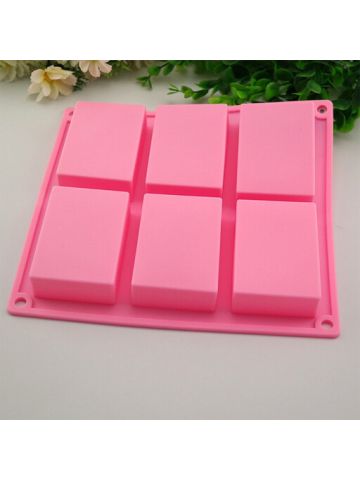 6 Cavity Plain Basic Rectangle Silicone Mould for Homemade Craft Soap Mold