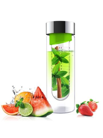 Asobu - Flavor It Glass Water Bottle With Fruit Infuser Green 600 Ml
