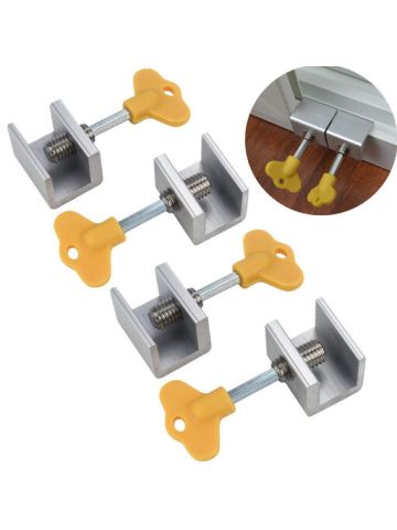 4 Pcs Adjustable Sliding Window Locks Door Frame Security Locks with Key