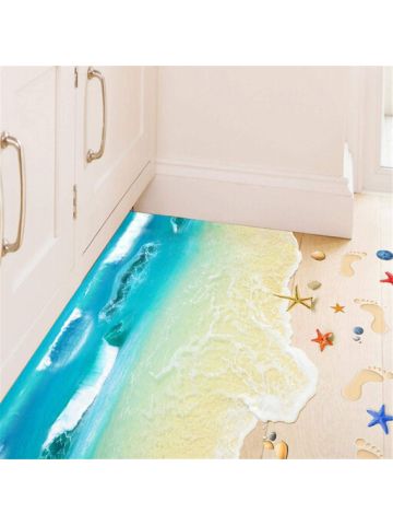 3D Beach Wall Stickers Self-Adhesive Bedroom Living Room to Paste Kindergarten Environment Decorative Removable Painting Paper