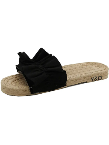 Y&D Black Moccasin Slipper For Women -  Black