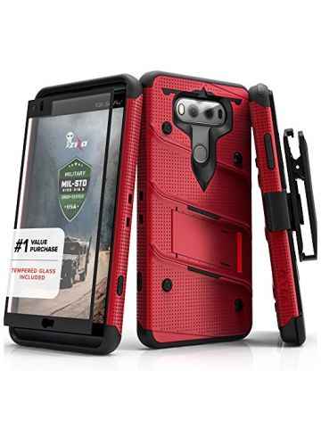Cover Kickstand, Holster, Tempered Glass Screen Protector, Lanyard