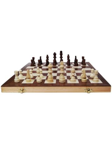 Chess Armory 15 Inch Wooden Chess Set Felted Game Board Interior Storage