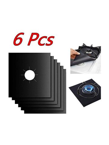 6Pcs Reusable Gas Range Stove Top Burner Protector Liner Cover For Cleaning