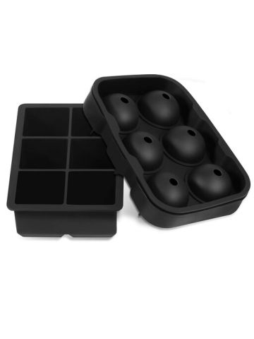 Sundix 2 Pack Square And Ball Ice Cube Tray Black