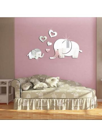 Elephant Wall Decor Mirror Sticker Diy Decal Removable Art Baby Kids Room Mural