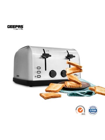 Geepas 1500W 4 Slices Bread Toaster, Crumb Tray, Cord Storage, 7 Settings with Auto Centering