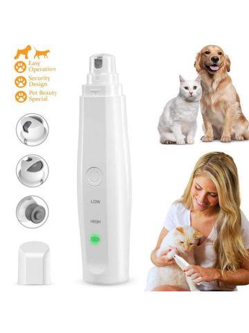Pet Nail File Grinder, Layopo Electric Pet Nail Trimmer for Paw Grooming Trimming Shaping Smoothing, Rechargeable