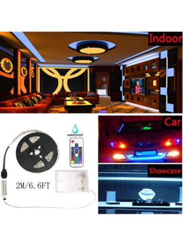 Battery Powered Strip 5050 2 M Waterproof Rgb 60 Leds 5 v With Rf Controller