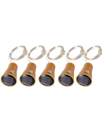 5 Pcs 2 M Solar Cork Wine Bottle Stopper Copper Wire String Lights Fairy Lamps