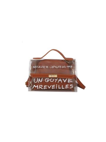 Y&D Women's Shoulder Bag Stylish Letter Print 2in1 Mult-Functional Transparent Bag Brown Color B07NDYP5Z2