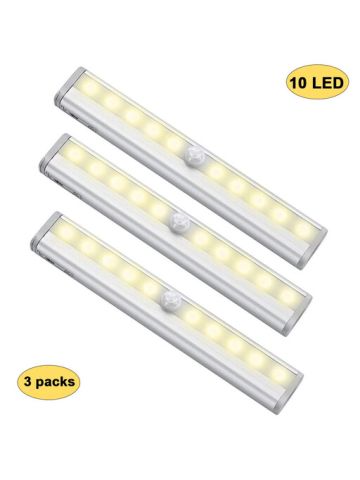 Motion Sensor Light for Bathroom Hallway Stairway, 10 Leds Bulbs Wireless Closet Night Lights