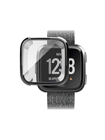 Fitbit Versa Protector Case Cover Full Frame Screen Protector Soft Slim Tpu Shell Case Flexible Anti-Scratch Bumper Cover Black